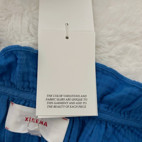 Xirena Bex Cotton Ruffle V-Neck Top in Deep Wave Size XS NEW Gauze Lightweight - Picture 12 of 14